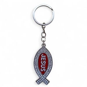 JESUS FISH RHINESTONE KEYCHAIN Crystal Rhinestone Purse Charm